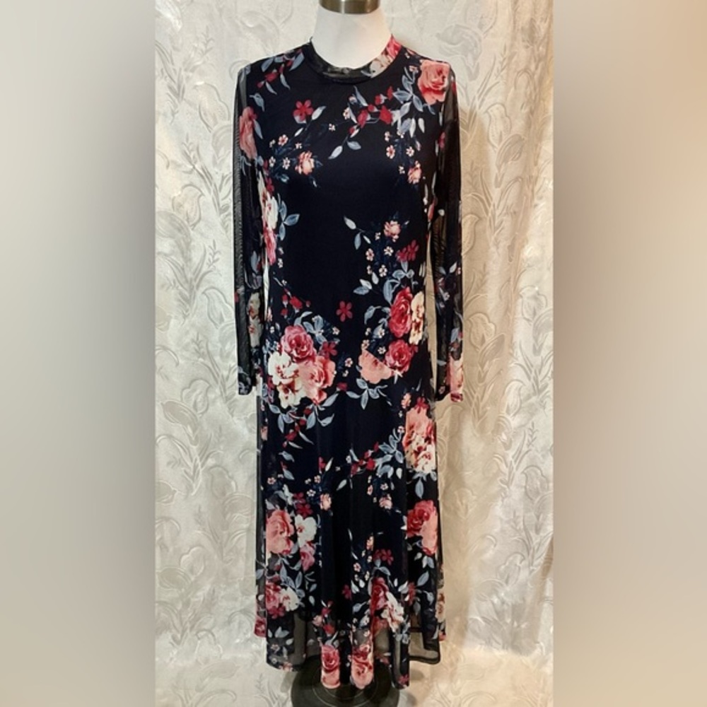 Kate and Lily Black Long Sleeve Floral Dress
